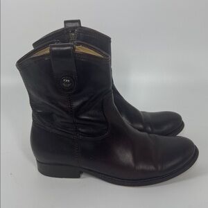 Frye Melissa Button Short Leather Boots Brown Size 7